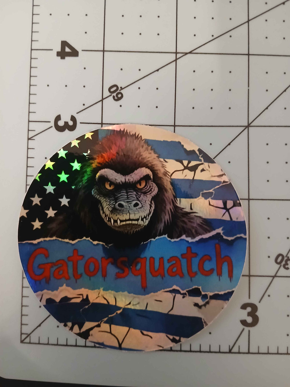 Gatorsquatch Holographic Round Sticker